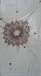 Satin Silk Printed Kaftan Saree With Unstitched Blouse