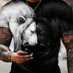 Animal Pattern Lion Digital Printing European And American Street Pullover Men&#039;s