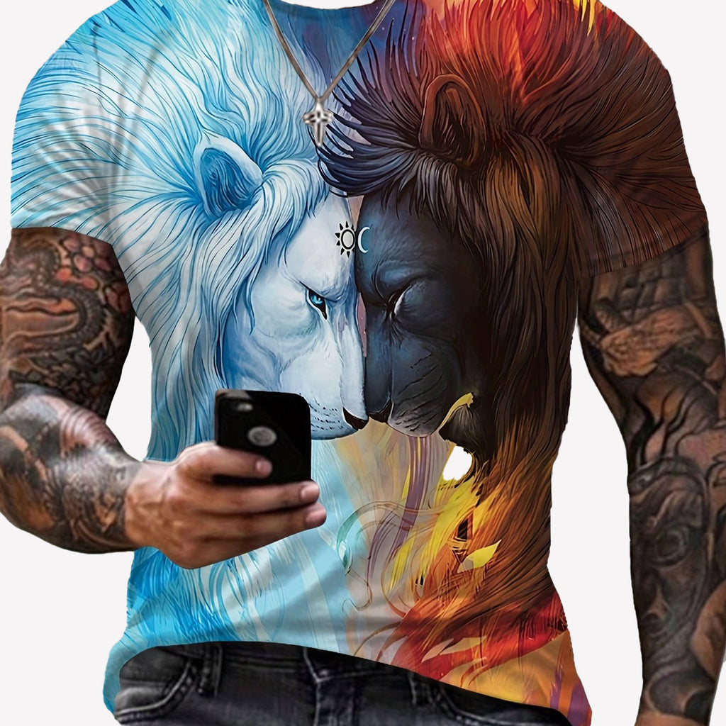 Animal Pattern Lion Digital Printing European And American Street Pullover Men&#039;s