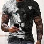 Animal Pattern Lion Digital Printing European And American Street Pullover Men&#039;s